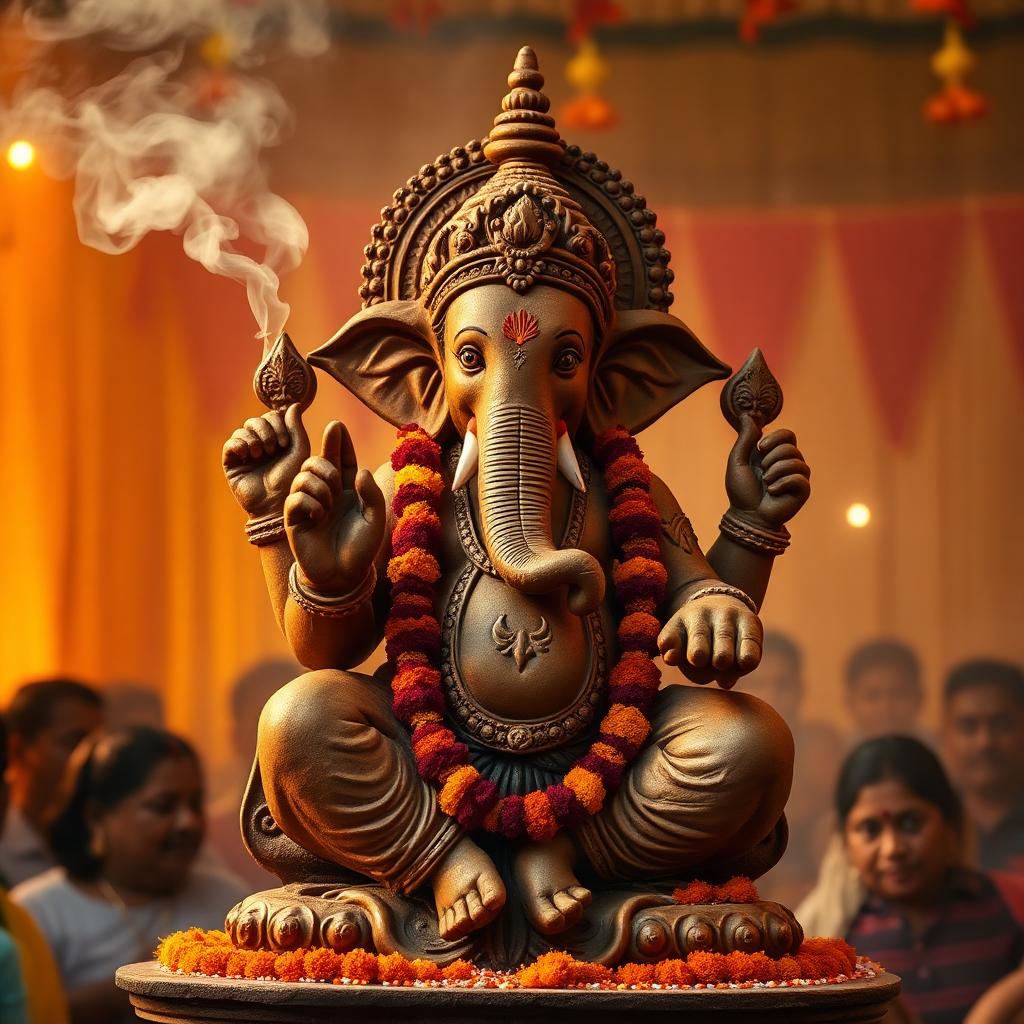 4 ft clay Ganesha