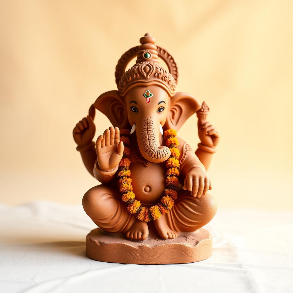 9 inch clay Ganesha